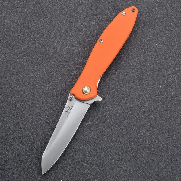 Couteau randonnée pliant en pérégrine orange couteau