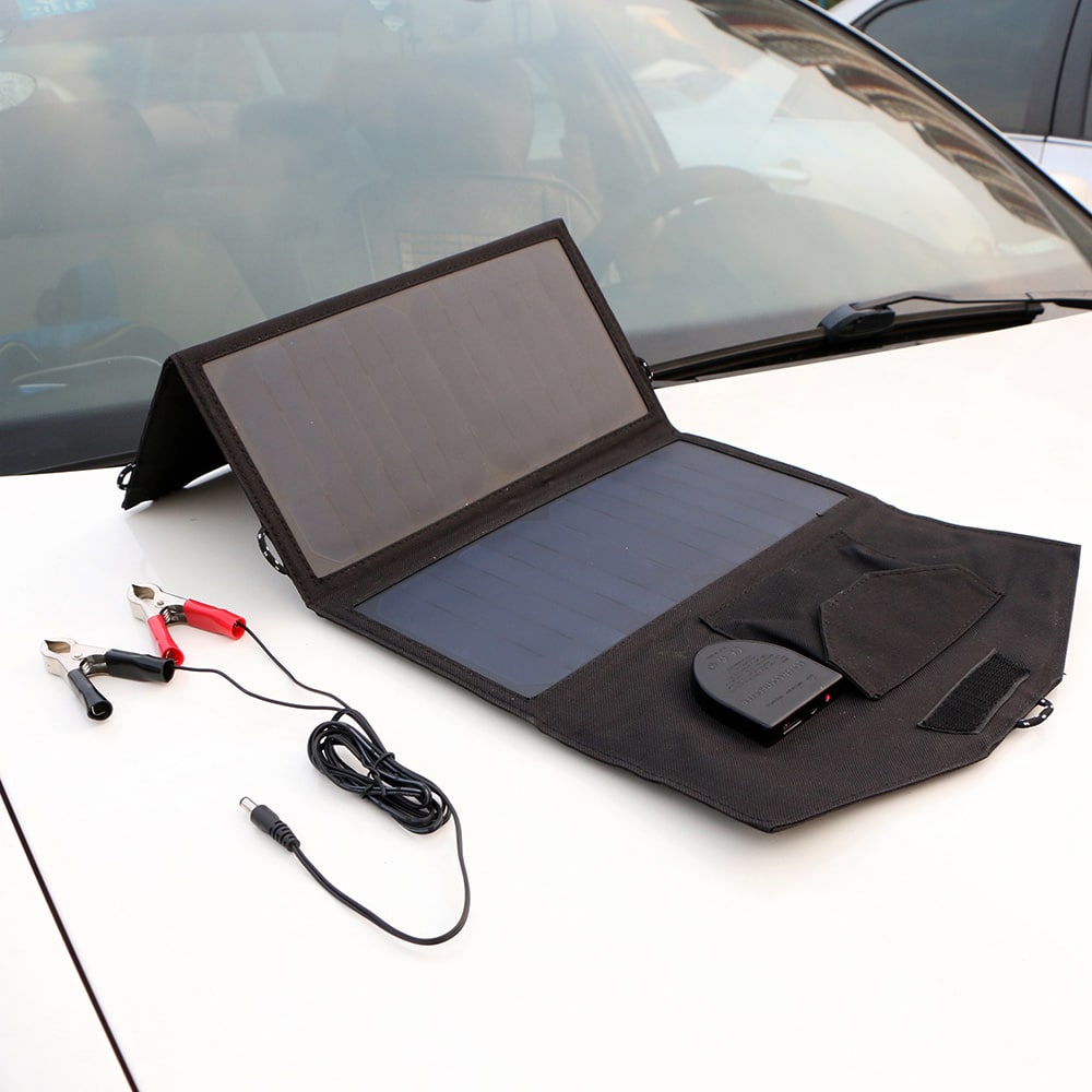 Panneau solaire pliable avec chargeur USB  pour randonnée – Image 11