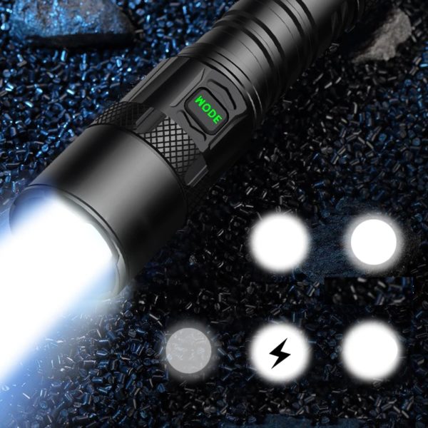 Lampe torche à LED rechargeable de couleur noire pour randonnée 6450