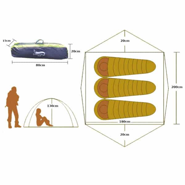 Tente de Camping Double couche pour 3 à 4 personnes 6896 phtgo7