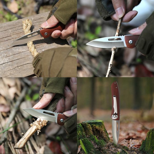 Couteau pliant avec manche en bois – Image 2