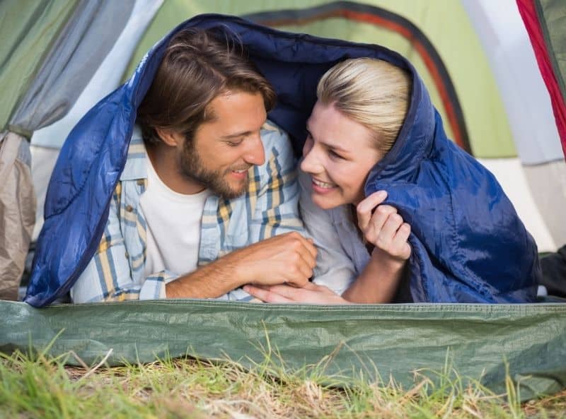 Double Sac de Couchage 2 Personnes 220 x 150CM avec 2 Oreillers et Sac de Transport Imperméable