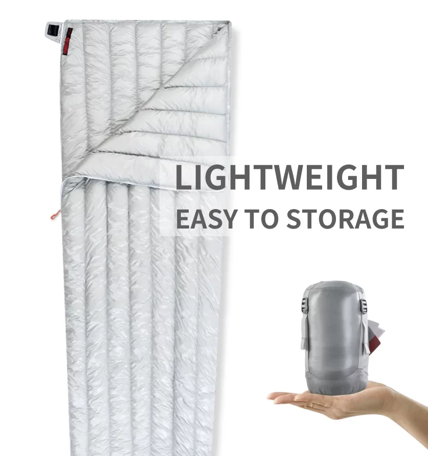 Sac de couchage en duvet enveloppe ultralégère gris
