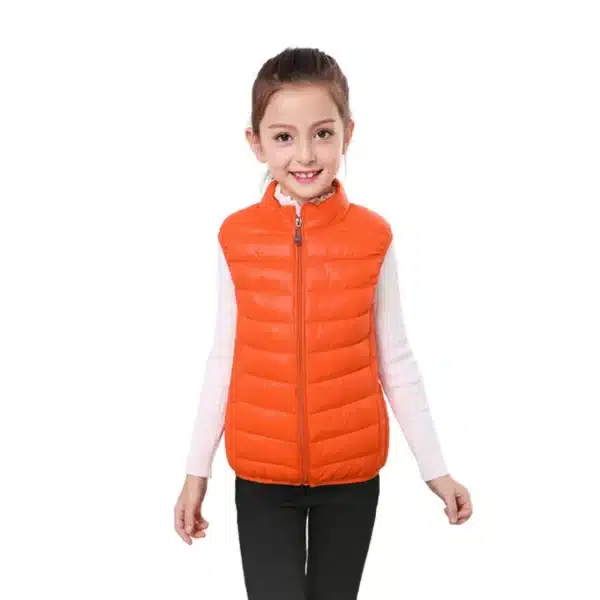 Doudoune-sans-manche-enfant-orange