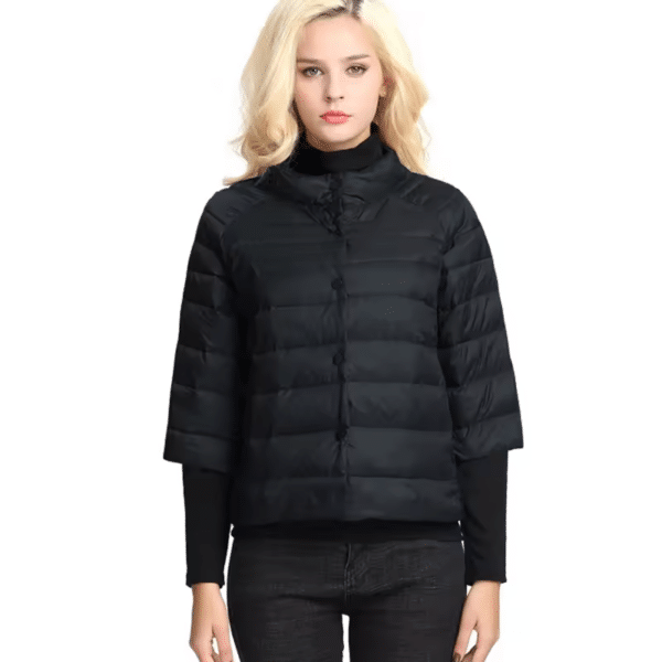 Doudoune femme manches trois quart col montant