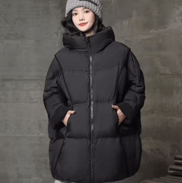 Doudoune femme automne hiver avec capuche taille unique – Image 6