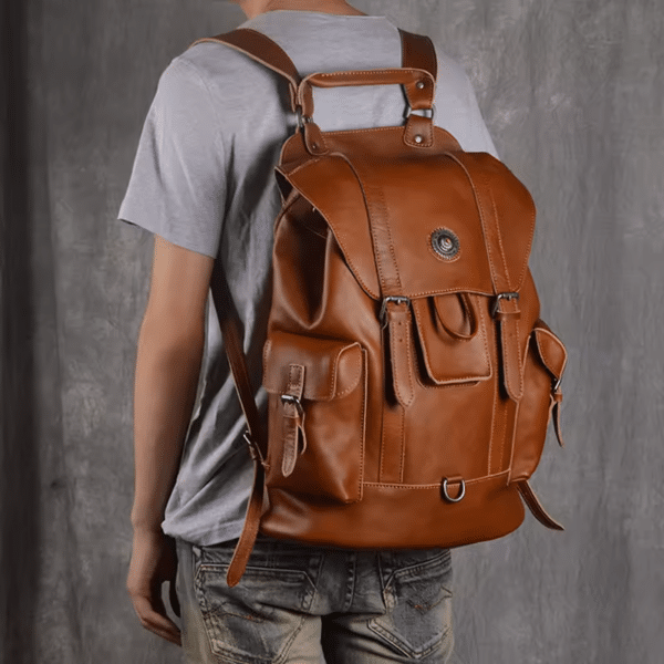 Sac à dos de voyage en cuir véritable hommet et femme – Image 4