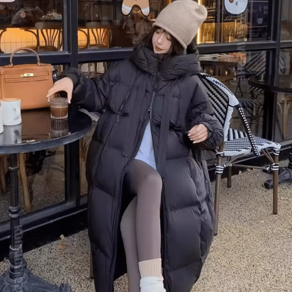 Doudoune femme longue duvet avec capuche – Image 4