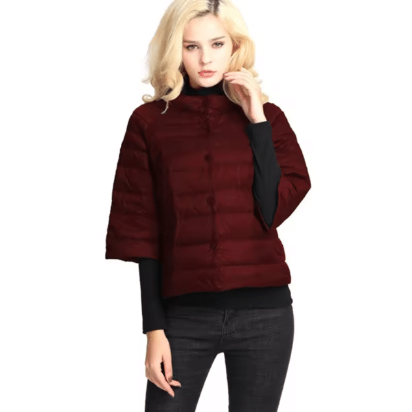Doudoune femme manches trois quart col montant – Image 3