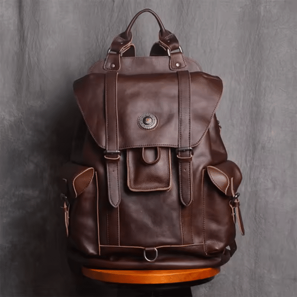 Sac à dos de voyage en cuir véritable hommet et femme – Image 3