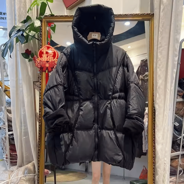 Doudoune femme automne hiver avec capuche taille unique – Image 8