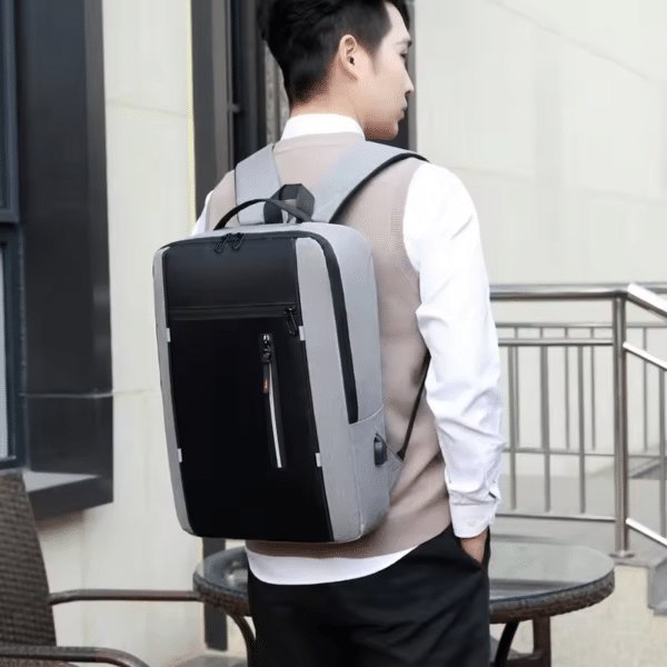 Sac à dos homme USB et multiples poches de rangement – Image 7