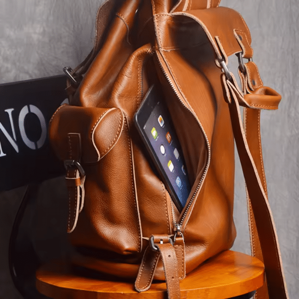 Sac à dos de voyage en cuir véritable hommet et femme – Image 7