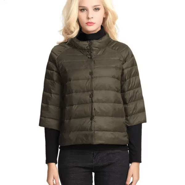 Doudoune femme manches trois quart col montant – Image 2