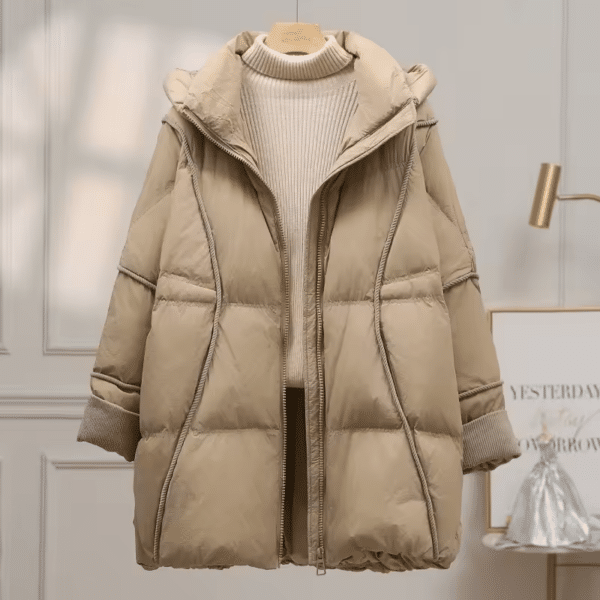 Doudoune femme automne hiver avec capuche taille unique – Image 3