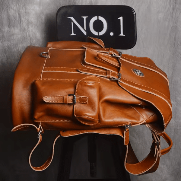 Sac à dos de voyage en cuir véritable hommet et femme – Image 6