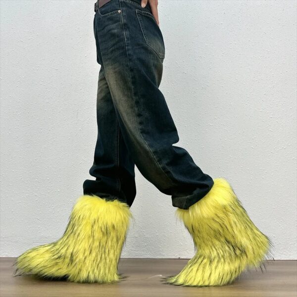 Bottes femme chaudes en fausse fourrure pour l’hiver – Image 7