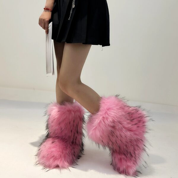 Bottes femme chaudes en fausse fourrure pour l’hiver – Image 8