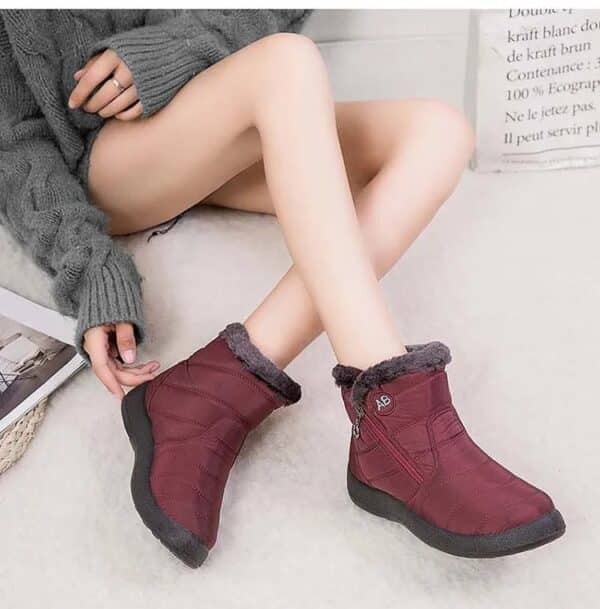 Bottes d’hiver femme chaudes et imperméables avec doublure en fourrure – Image 9