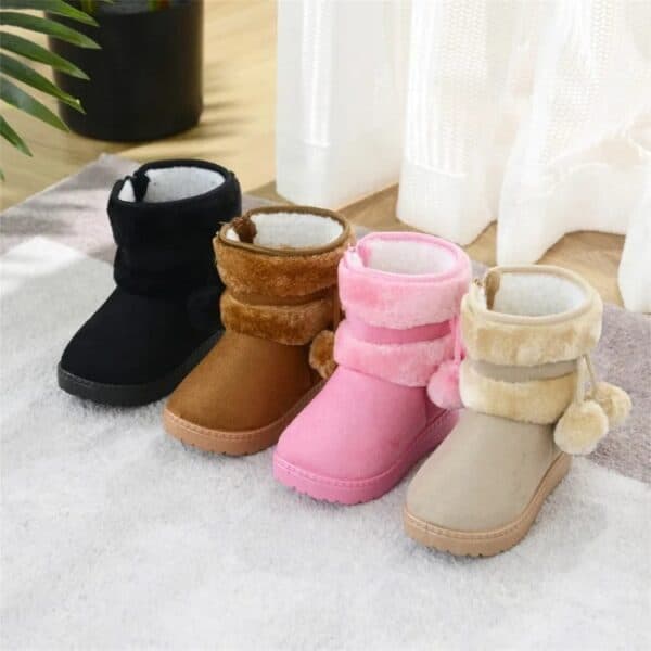 Bottes de neige chaudes pour enfant avec pompons – Image 8