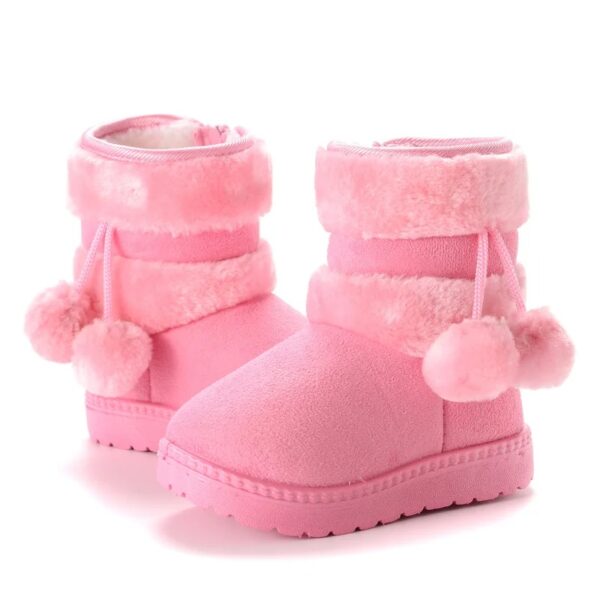 Bottes de neige chaudes pour enfant avec pompons – Image 4