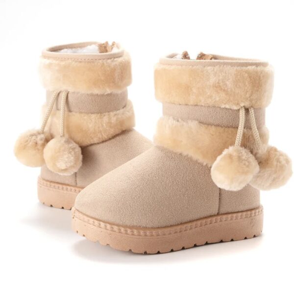 Bottes de neige chaudes pour enfant avec pompons – Image 3