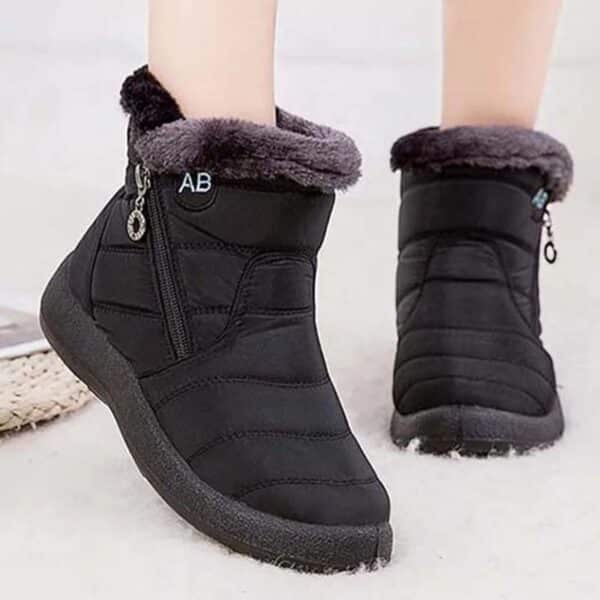 Bottes d’hiver femme chaudes et imperméables avec doublure en fourrure